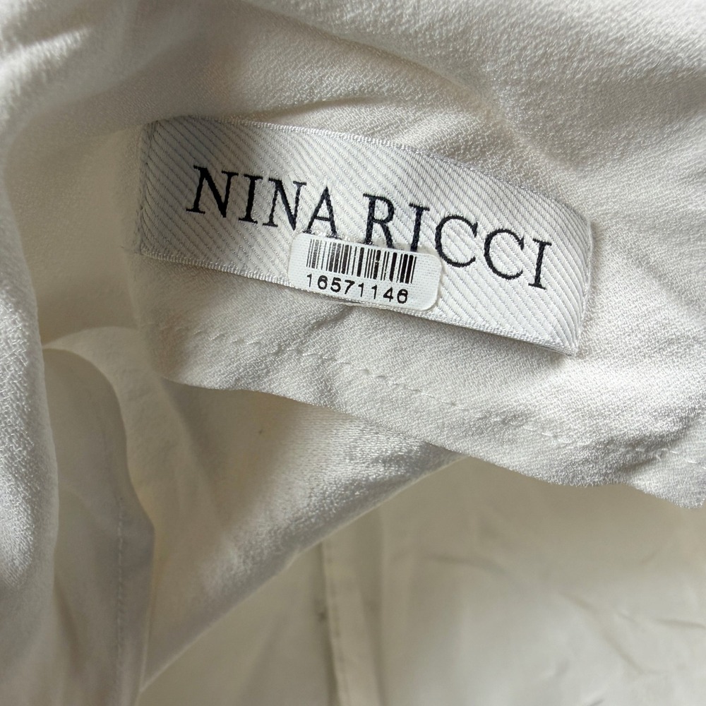 Nina Ricci Cady Draped Open Back Vest Top Off-White Button Front Sz 34 / 0 US - Picture 11 of 12